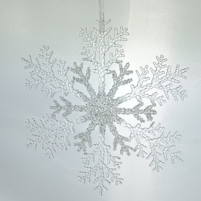 Kaemingk Weihnachtsdeko Schneeflocke Transparent & Silber Ø 21 cm - Kunststoff