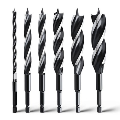 6PCS Auger Drill Bit 18''Long,Quick Change Hex Shank Tri Flute Wood Drill Bit ...