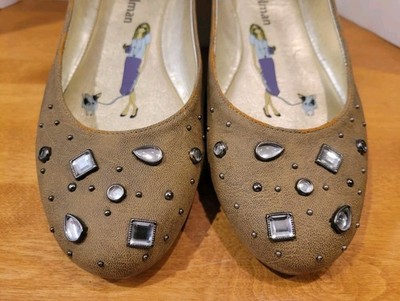 Libby Edelman Jeweled Flats Size 10M City Classic Retro Logo Preppy Business 