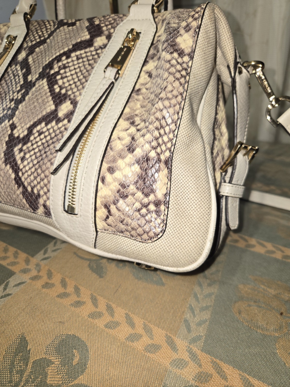 Michael Kors Python Embossed Julia Satchel Large … - image 8