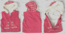 Gymboree Pink Girl Sweater Hooded Vest XS 3-4 Full Fleece Lined Zippered