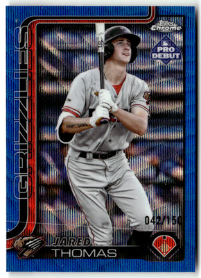 2025 Topps Chrome MiLB No. PDC-27 Jared Thomas Pro Debut Blue Wave 42/150