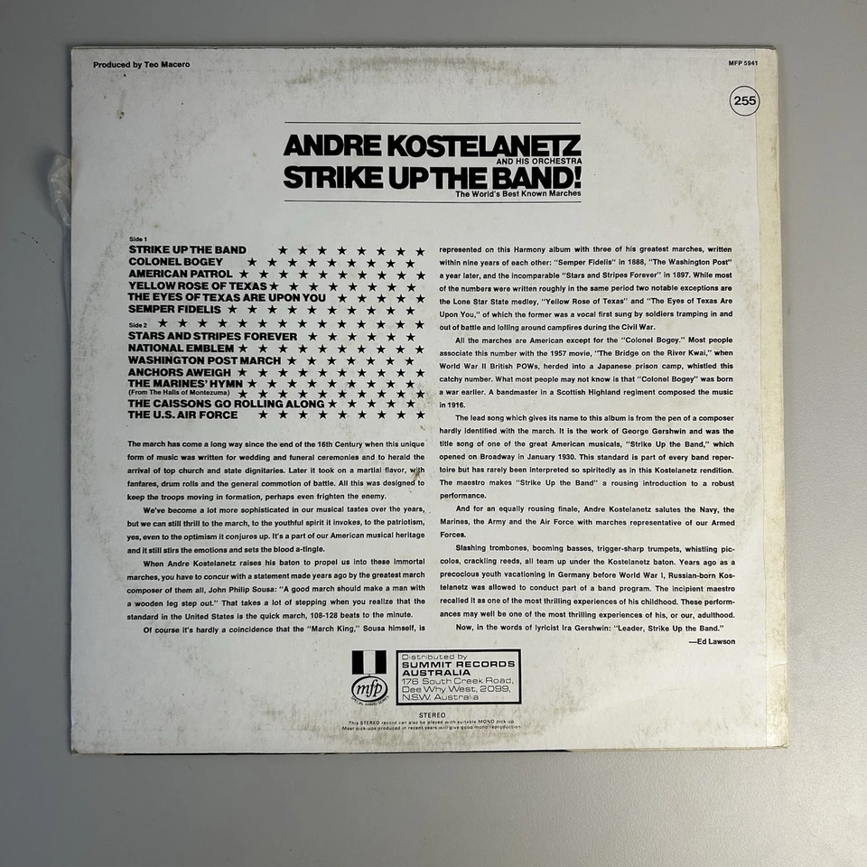 ANDRE KOSTELANETZ STRIKE UP THE BAND! HARMONY RECORDS EXC SHRINK VINYL LP - Image 2 of 3