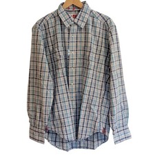 Robert Graham Men  s XL Shirt Blue Plaid Cotton Long Sleeve Button Up Classic Fit