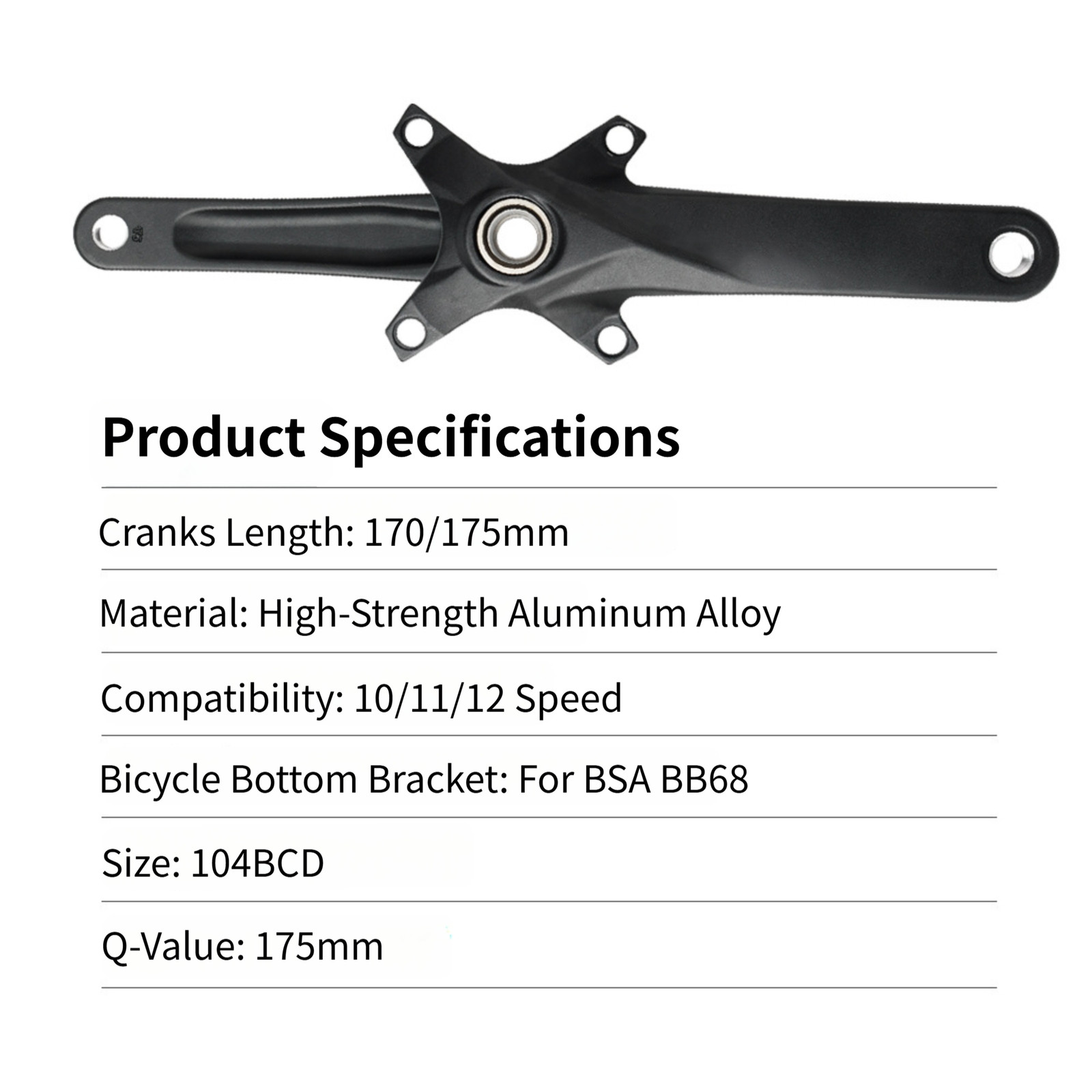 Guarnitura pedivella mountain bike con bracci 170mm o 175mm 104BCD 32T stretta larghezza