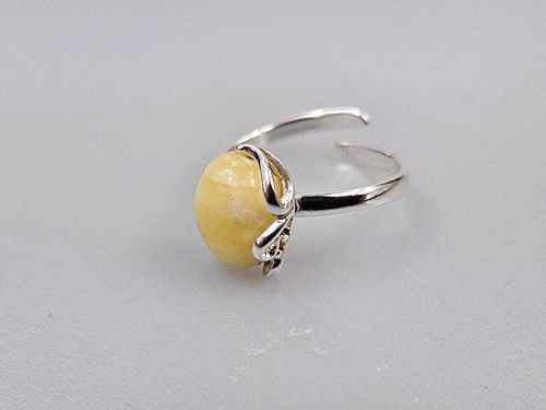 Pequeño anillo de ámbar blanco plata 925 joyas grandes ajustables de piedra... - Imagen 5 de 7