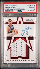 2020-21 Panini Flawless Nikola Jokic /15 Star Swatch  patch auto PSA 9 Mint Ruby