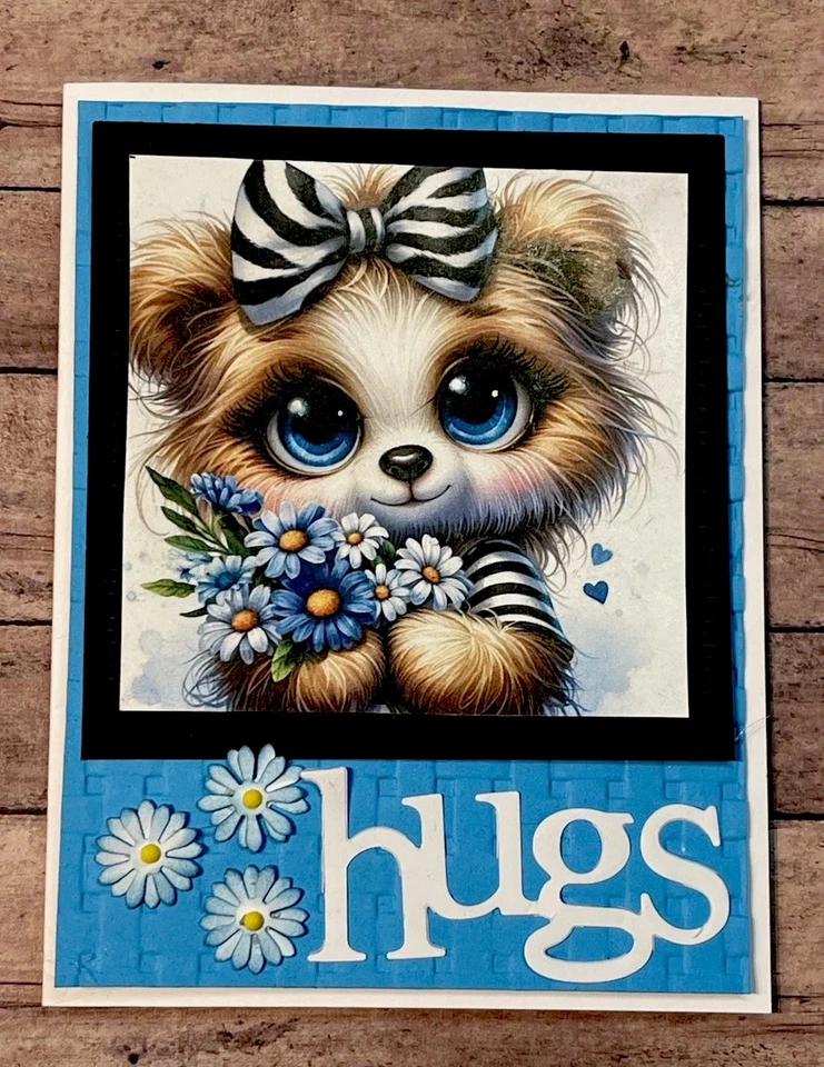 STAMPIN UP 4 TEDDY BEAR HUGS Any Occasion Big BLUE EYES FLOWERS Daisies Fun DiY Card Kit