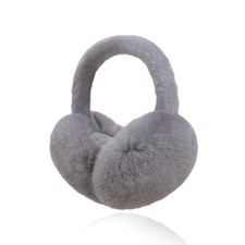 Faux Fur Earmuffs Winter Ear Warmers Foldable Grey Standard
