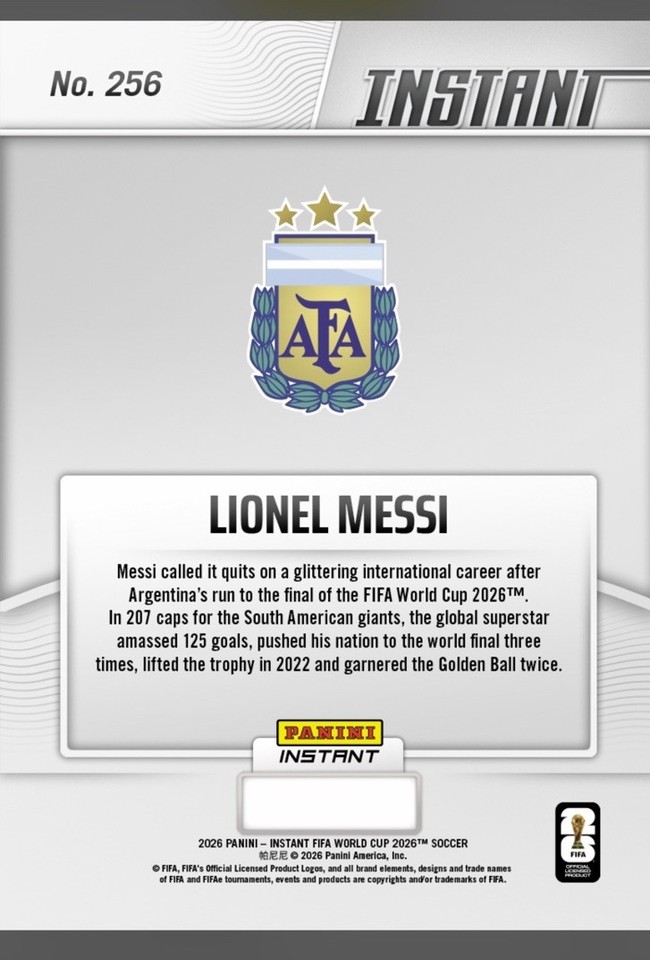 Lionel Messi Retirement 2026 Panini Instant FIFA World Cup 2026™ #256 ...