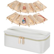 Small Jewelry Travel Case with Travel Jewelry Case with 12 Velvet Pouch