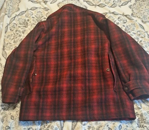 Vintage Woolrich Mackinaw Hunting Jacket Mens 46 Red Buffalo Plaid Wool 503 image 8