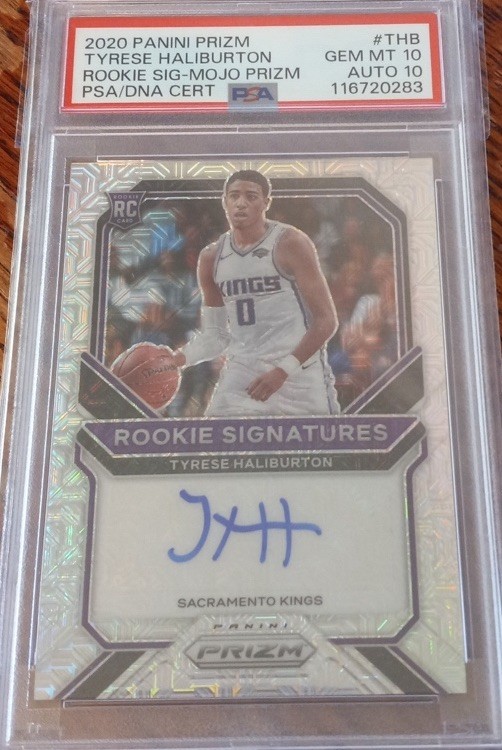 2020 Panini Prizm Tyrese Haliburton Rookie Signatures Mojo Prizm Auto /25 Psa 10