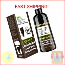 Farndu Dark Brown Hair Dye Shampoo for Women Men, 3 in 1 Hair Color Shampoo Dye