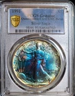 1991 American Silver Eagle PCGS Genuine 1 Oz Monster Rainbow Toned Coin $1 UNC