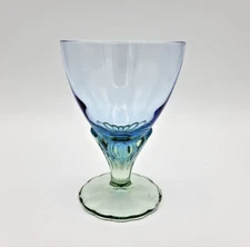 Gorgeous Crystal Bormioli Rocco Bahia Footed Water Glass Goblet -Blue Green