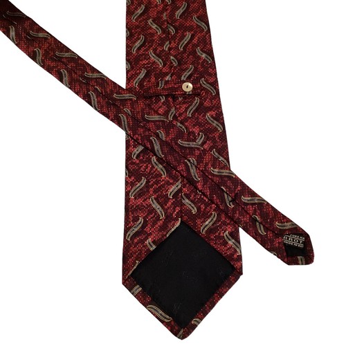 CARROT & GIBBS Men's 100% Silk Necktie USA Designer Geometric Burgundy/Wine EUC - Picture 3 of 3
