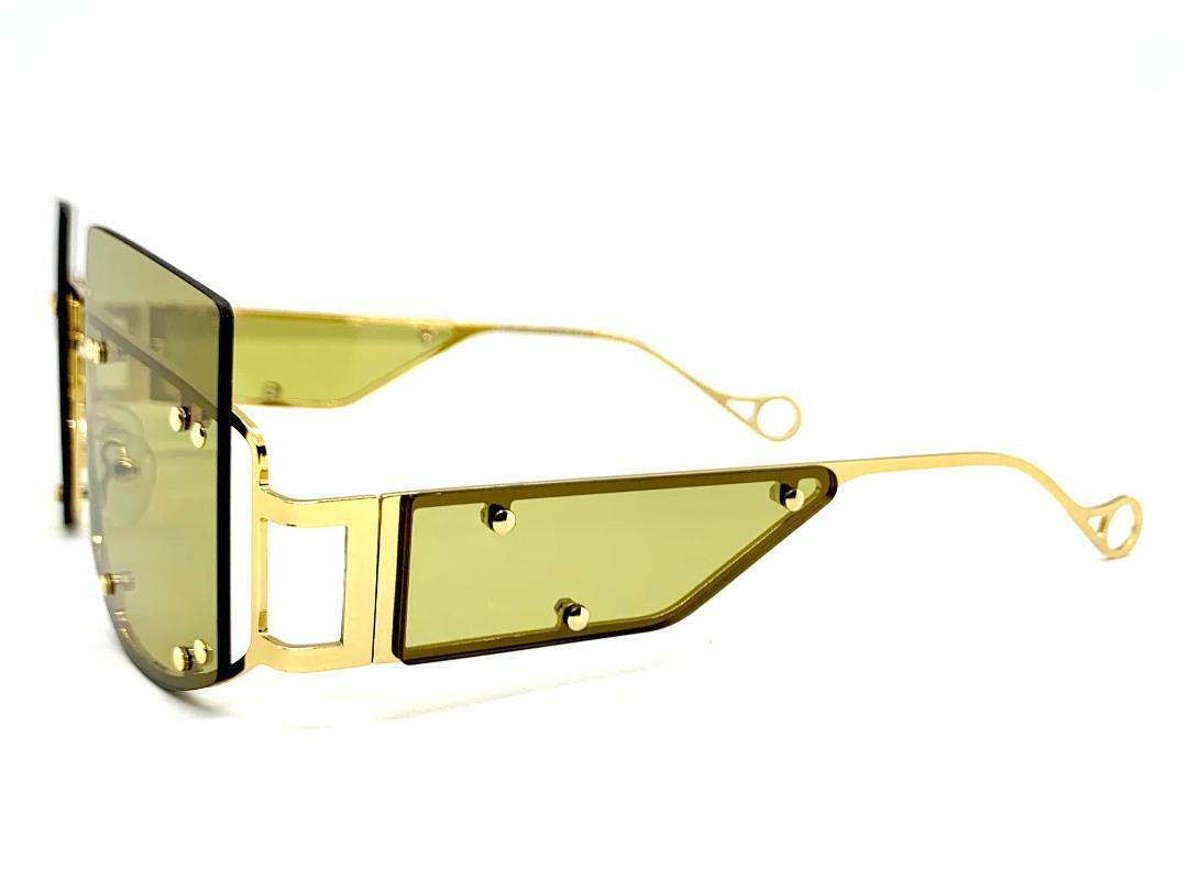Classy Elegant Retro Modern Style SUN GLASSES Gold Metal Frame Olive Green Lens
