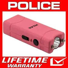POLICE Stun Gun 801 Max Volt Rechargeable LED Flashlight for Self Defense Pink
