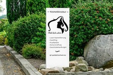 Werbepylon, Symtra-Design, mit Relieflogo, H=1600 mm