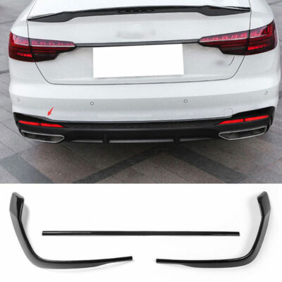 For Audi A4 2020-2021 ABS Bright black Rear Bumper Lip Diffuser Splitter Fins 3X