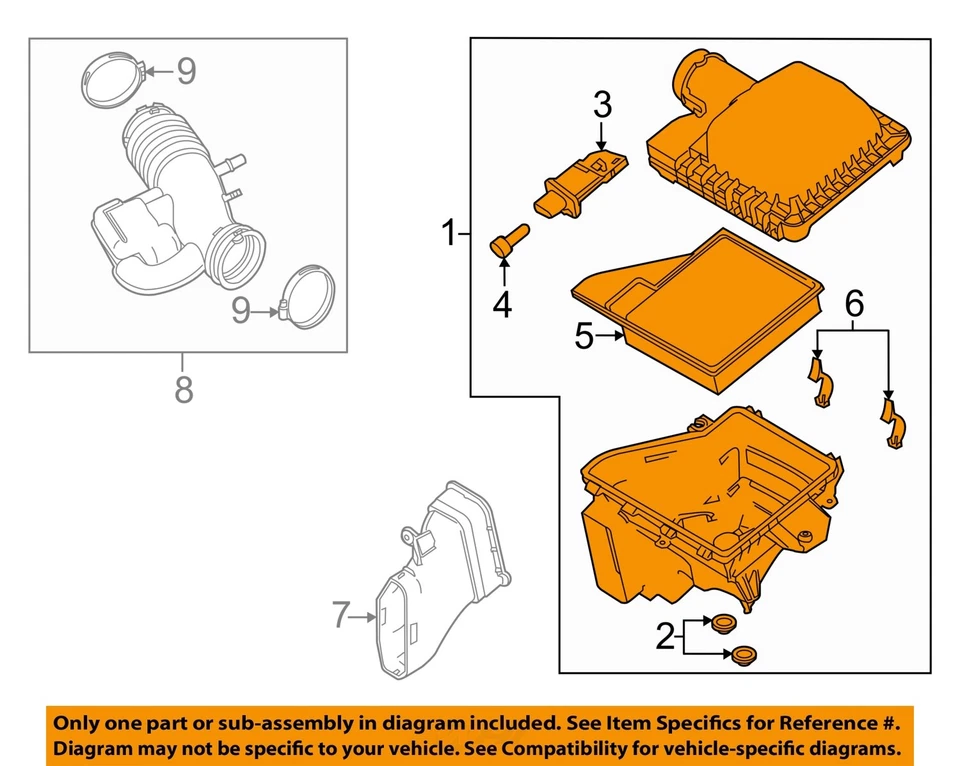 Conjunto de filtro de aire usado se adapta a: Ford Mustang 2014 3,7 grado A Foto 3 de 4