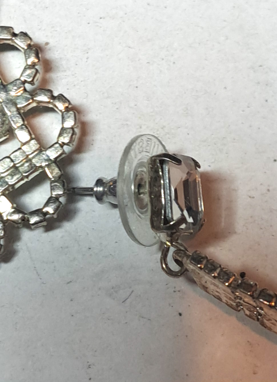 Dramatic Silver Tone Glitter Dangle Pierced Earri… - image 3