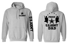 US Army hoodie for a proud U.S DAD Gray hooded sweatshirt Black design