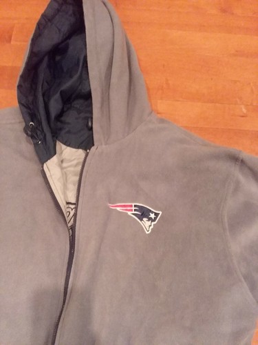 NFL New England Patriots men XL Jacket Reversible Hooded Blue Gray NFL tag - Picture 6 of 12