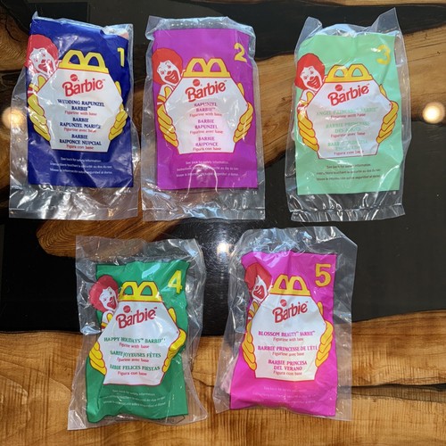 Barbie McDonald's Happy Meal Juguetes Sellados 1996 JUEGO COMPLETO DE 5 Nuevos