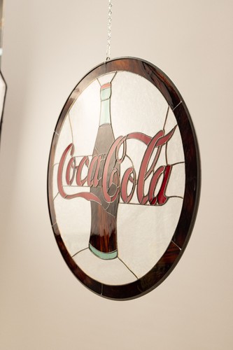 Coca Cola Coke Stained Glass Tiffany style Sign Panel Window Suncatcher - Picture 5 of 8