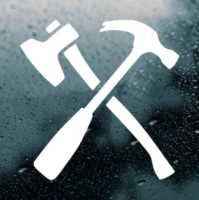Crossed Hammer and Axes Vinyl Decal | Carpenter's Tools Woodworking | Sticker