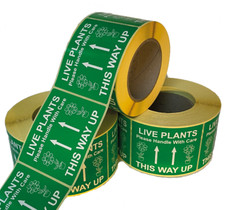 LIVE PLANTS - 80 x 100mm Professionally Printed Packing Sticky Labels / Stickers