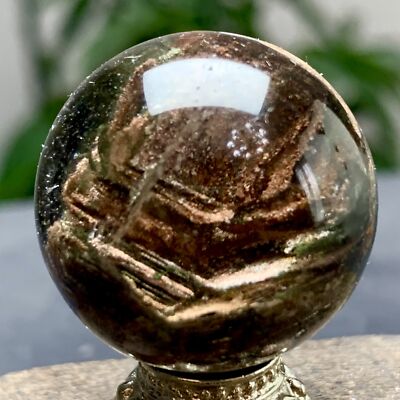 22G Natural Green Ghost Crystal Quartz Ball Crystal Sphere Mineral Specimen