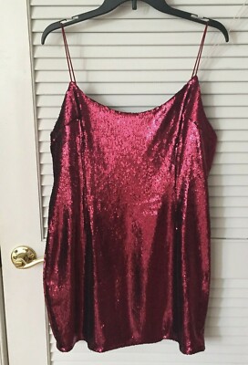 NWT PRETTY LITTLE THING BURGUNDY SEQUIN BODYCON TANK MINI DRESS SIZE US 12  | eBay