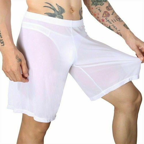 Sexy Men Homewear Trunks Underwear Boxers Shorts Sleepwear Pants See-through - Picture 1 of 21