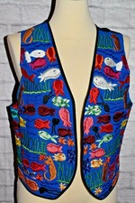Casa Maya Tipicos Embroidered Vest Under The Sea Fish Size Large Guatemala