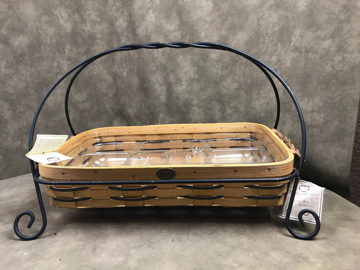 PETERBORO BASKET IN WROUGHT IRON STAND W PLASTIC DIVIDER | eBay