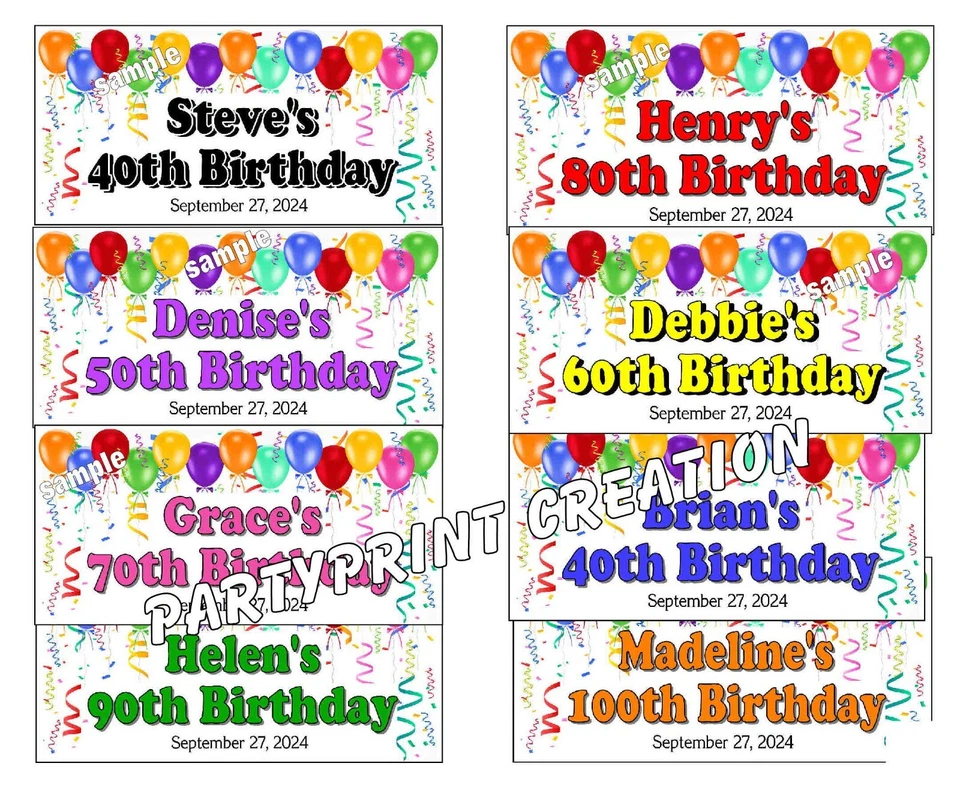 40º 50º 60º 70º 80º 90º 100º FIESTA DE CUMPLEAÑOS FAVORES BOTELLAS DE AGUA ETIQUETAS Foto 2 de 2