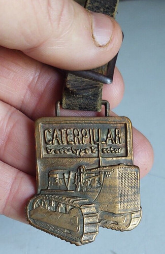 Vintage / antique Pocket watch Fob Advertising Caterpillar Tractor , Peoria Ill.