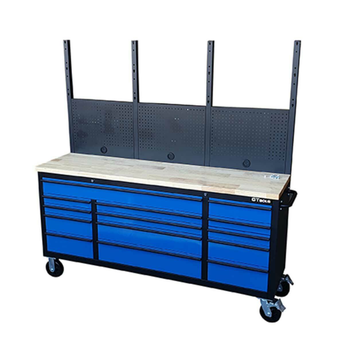 1.8M MEGA DRAWER Garage Satin Blue Steel Tool Chest Trolley Workbench