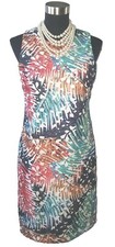 Vince Camuto Dress Sz 0 Sheath Red Black Gray & White Casual Zipper Back S XS