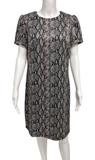 Nine West Women's Short Sleeve Black & Gray Snake Print Sheath Dress Size 10