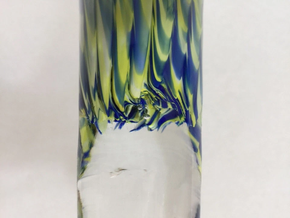 Murano Bavai Conicity Art Glass Green Blue Yellow Pendant Light Shade, 12" Tall - Image 4 of 4