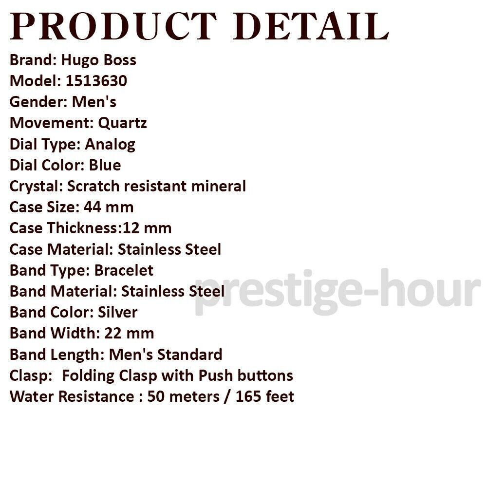 HUGO BOSS 1513630 Blue Dial Stainless Steel Men