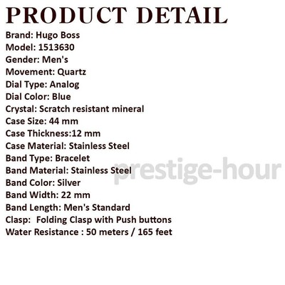 HUGO BOSS 1513630 Blue Dial Stainless Steel Men