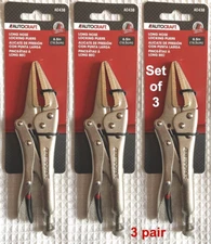 Needle Nose (Long Nose) Vise Grip style Locking Pliers 6.5" AutoCraft -Set of 3