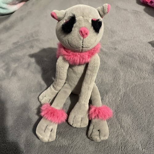 St Michael Glam Puss Cat Soft Plush Toy Vintage M&S 1995 Grey Pink 7313110 vgc