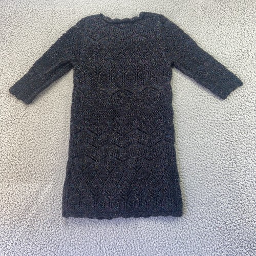 Cat & Jack Girl's Multicolor Shiny Black Long Sleeve Sweater Dress Size M 7/8 - Picture 6 of 8