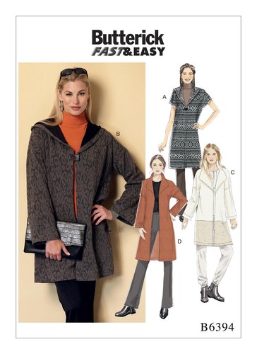 Butterick Very Easy SEWING PATTERN B6394 Misses Coat XS-M Or L-XXL